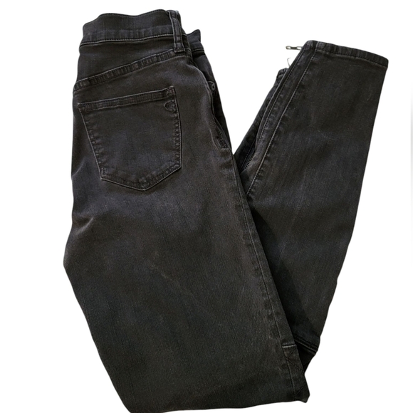 Madewell Women's Black Quilted. Zip Moto  High Rise 27 Jeans - Picture 11 of 16